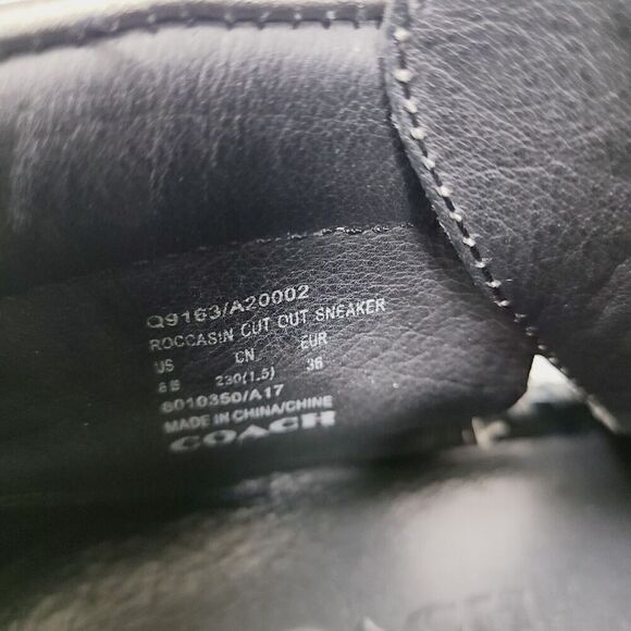 Coach Roccasin Cut Out Sneakers 5 Black‎ Metallic Silver Studded Fringe Booties - Picture 7 of 8